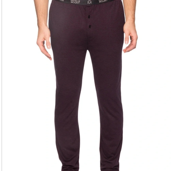 ⚡️Noble Mount Men's Double Layer Thermal Lounge Pants - Stripes Black/Fig - Picture 1 of 3